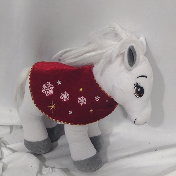 Build-A-Bear Other - EUC Build A Bear White Arabian Horse With Red Christmas Saddle Cape